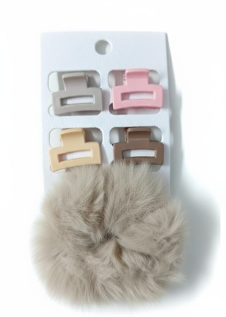 Hair Set (Scrunchie and 04 Clips)