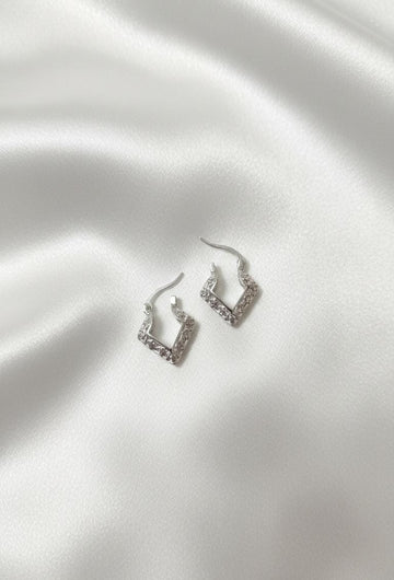 Silver Diamond Geometric Ear rings