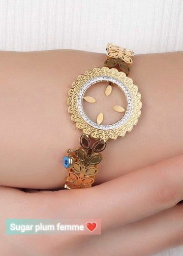 Golden stainless steel watch bracelet