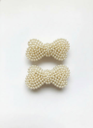 Bow pearl Hair Clips